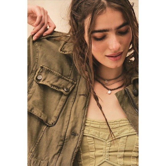 NWT Free People Not Your Brothers Surplus Military Jacket Army Green Women Small - Picture 4 of 16